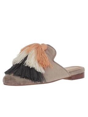KAANAS Mompox Tassel Velvet Slide Slipon Flat Mule